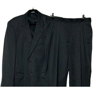 Evan Picone 2 Piece Suit Mens Blazer Jacket 44R Pants 36x29 Dark Gray Pinstripe